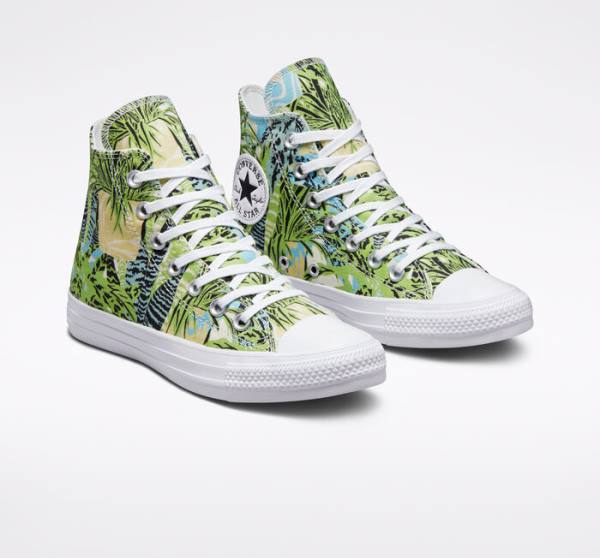 Converse Chuck Taylor All Star Tropical Florals High Tops Shoes Light Green / White | CV-273MAN