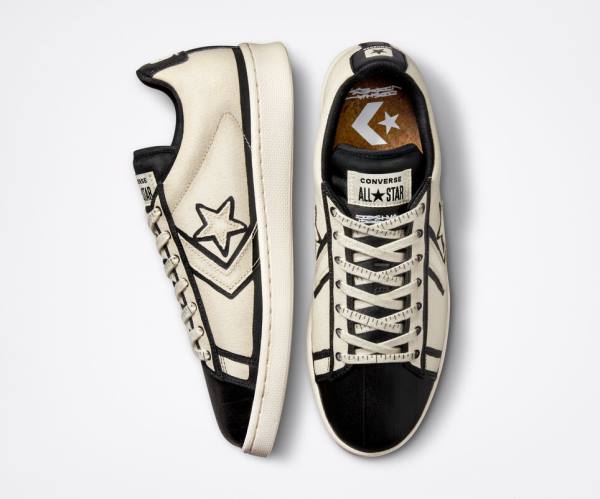 Converse Joshua Vides Pro Leather Low Tops Shoes Beige White / Black | CV-475TBJ