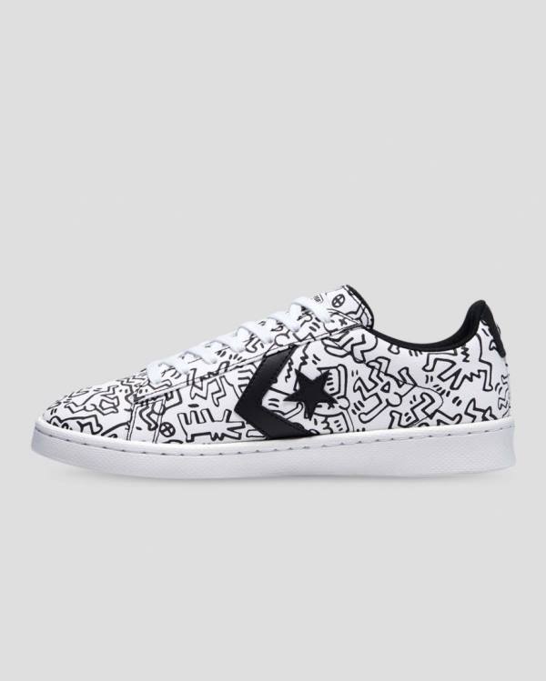 Converse Keith Haring Pro Leather Low Tops Shoes White Black Red | CV-651NJH