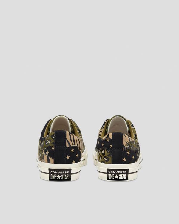 Converse One Star Archive Print Mix Low Tops Shoes Olive Leopard | CV-271NEK