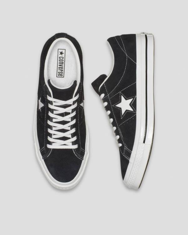 Converse One Star Premium Suede Low Tops Shoes Black | CV-983OUB