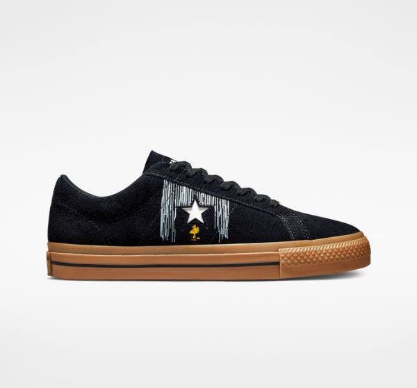 Converse Peanuts One Star Low Tops Shoes Black / Orange | CV-951CWT