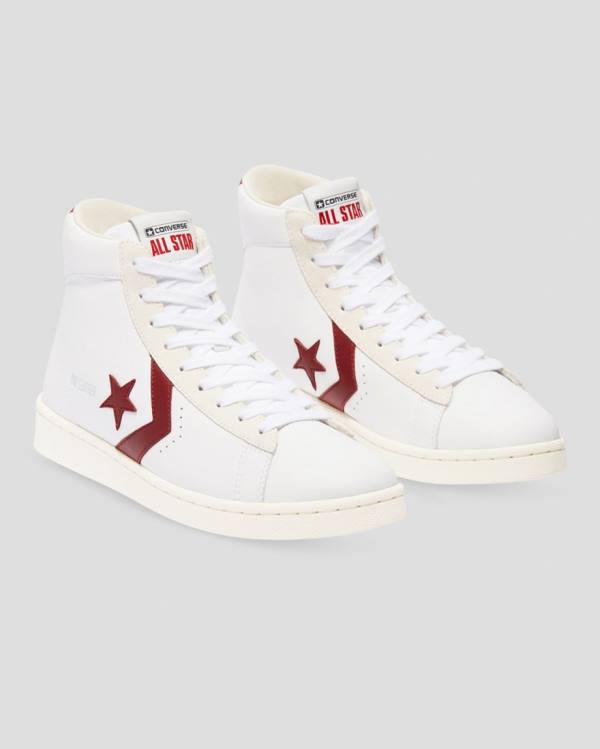 Converse Pro Leather Italy High Tops Shoes White Red | CV-836LJE