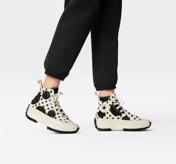 Converse Run Star Hike Platform Polka Dots High Tops Shoes Black | CV-320PWD