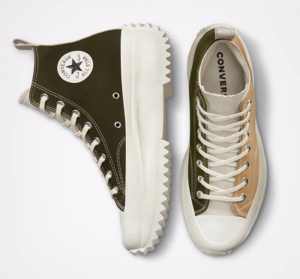 Converse Run Star Hike Platform Tri-Panel Color Block High Tops Shoes Khaki | CV-815KHS