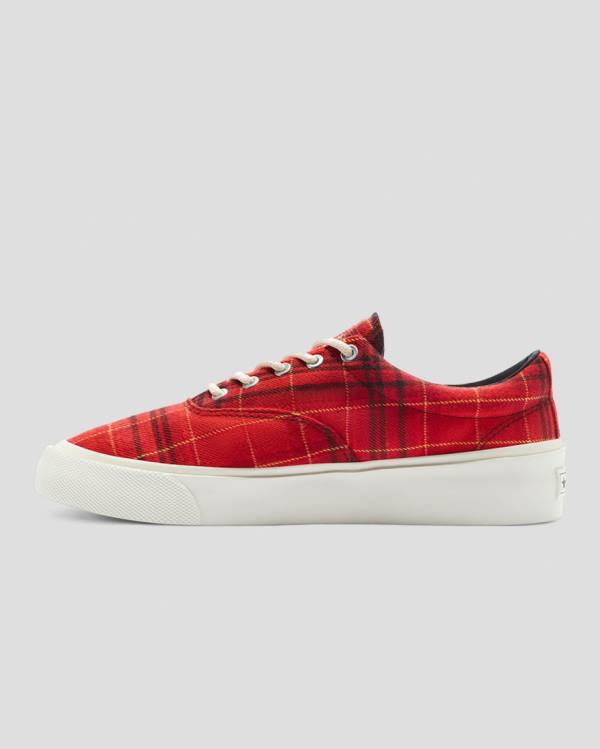 Converse Skidgrip Twisted Plaid Low Tops Shoes Red | CV-079PKA